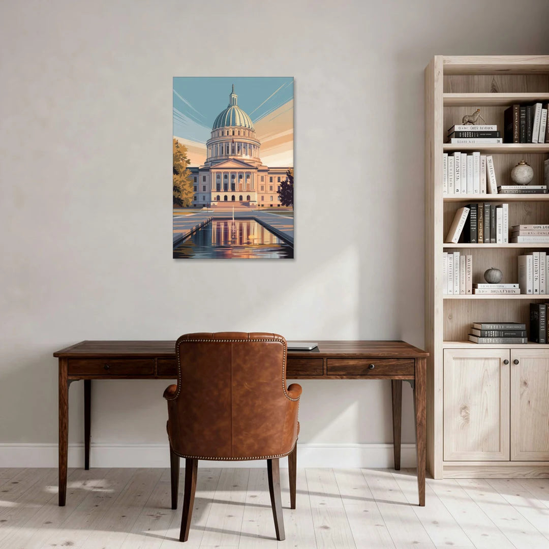 Madison Capitol Reflection - Canvas Wall Art - Office - 24x36