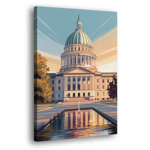 Madison Capitol Reflection - Canvas Wall Art - Side