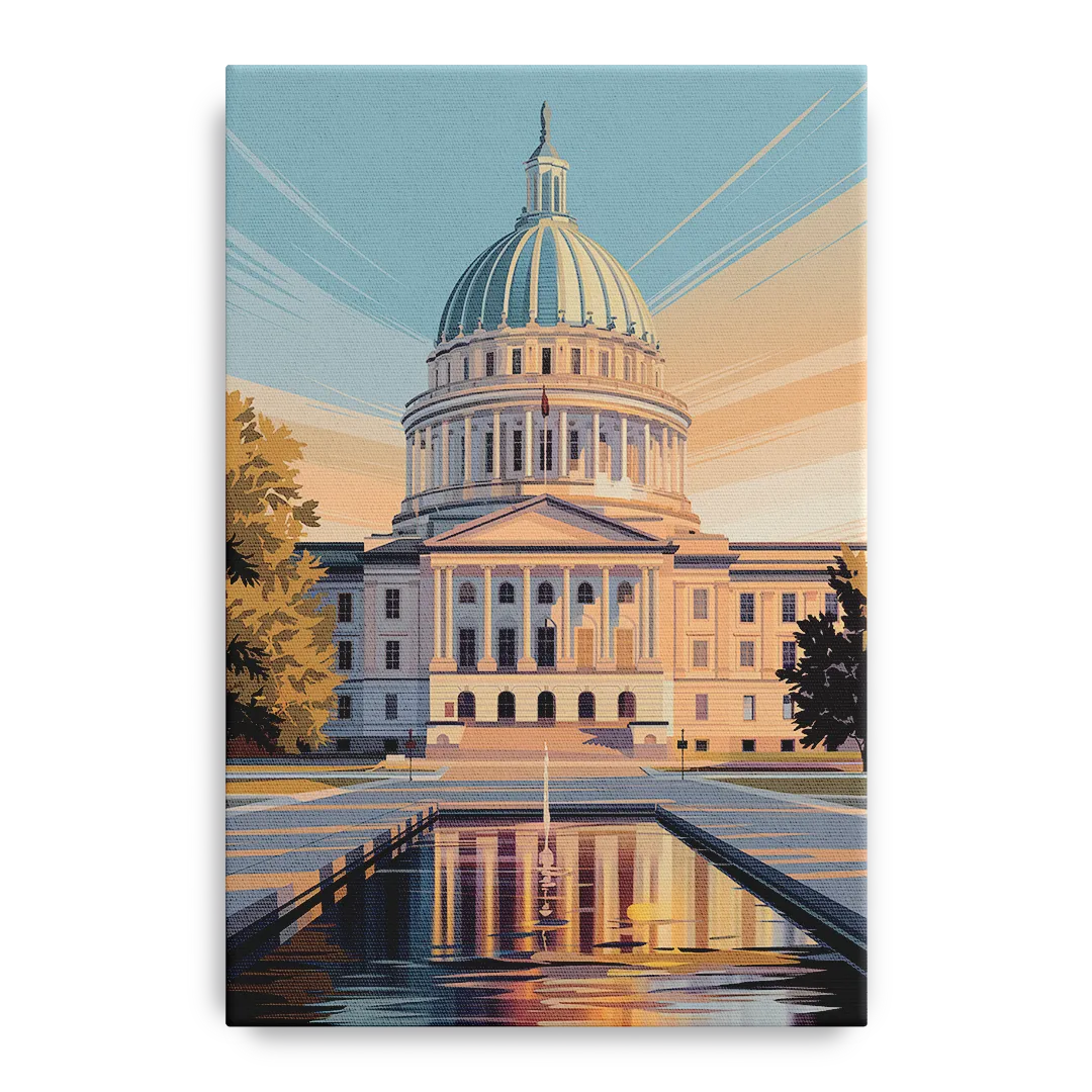Madison Capitol Reflection Front - Canvas Wall Art