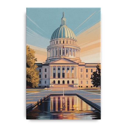 Madison Capitol Reflection Front - Canvas Wall Art
