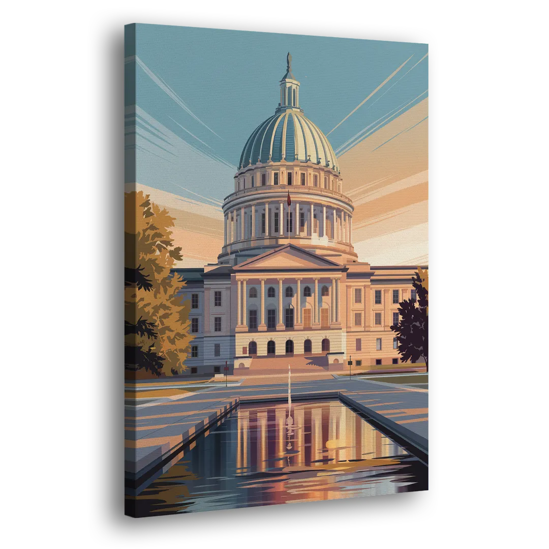 Madison Capitol Reflection Side - Canvas Wall Art