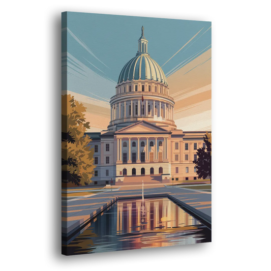Madison Capitol Reflection Side - Canvas Wall Art