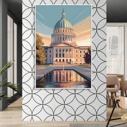 Madison Capitol Reflection Living Room - White Canvas Wall Art