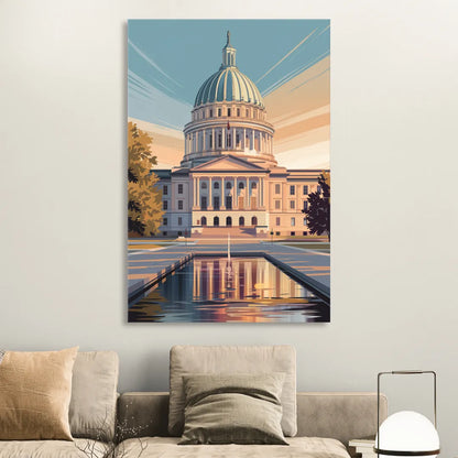 Madison Capitol Reflection Sitting Room - Canvas Wall Art
