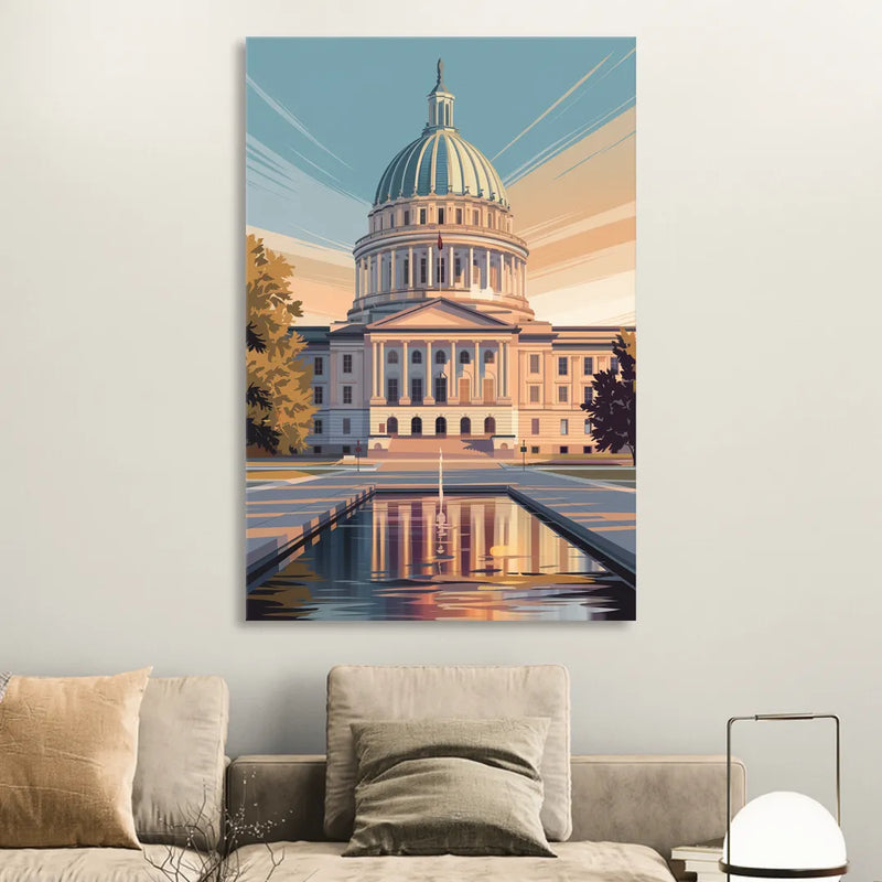 Madison Capitol Reflection Sitting Room - Canvas Wall Art