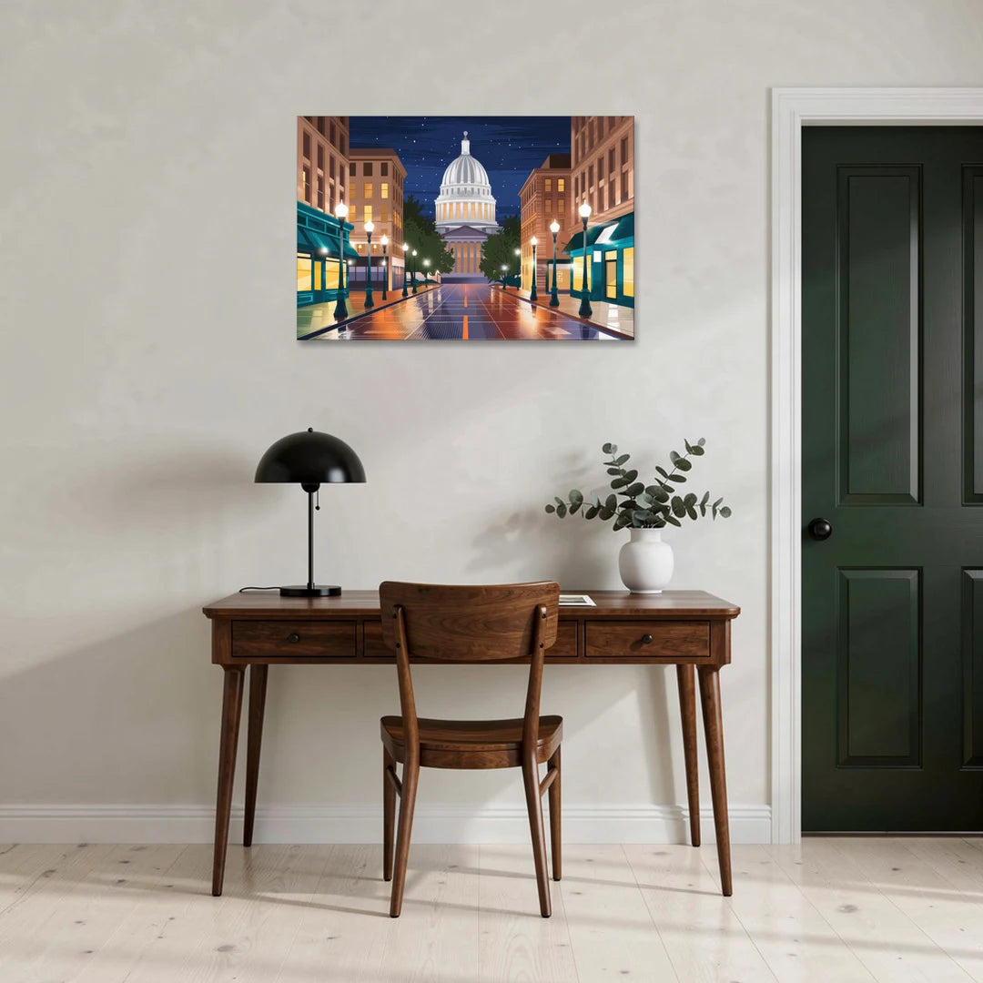 Madison Capitol Square Nights - Canvas Wall Art - Office - 36x24