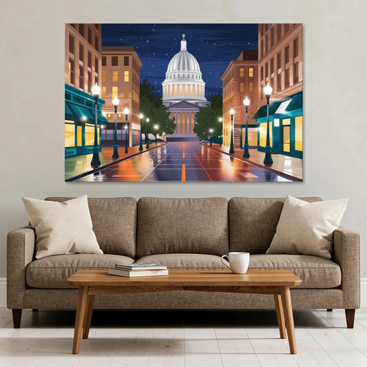 Madison Capitol Square Nights - Canvas Wall Art - Sofa - 60x40
