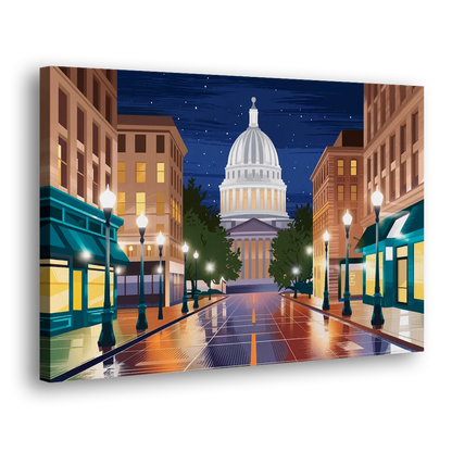 Madison Capitol Square Nights Side - Canvas Wall Art