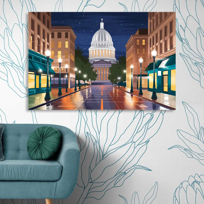 Madison Capitol Square Nights Sitting Room - Canvas Wall Art