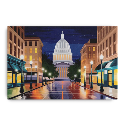 Madison Capitol Square Nights Front - Canvas Wall Art