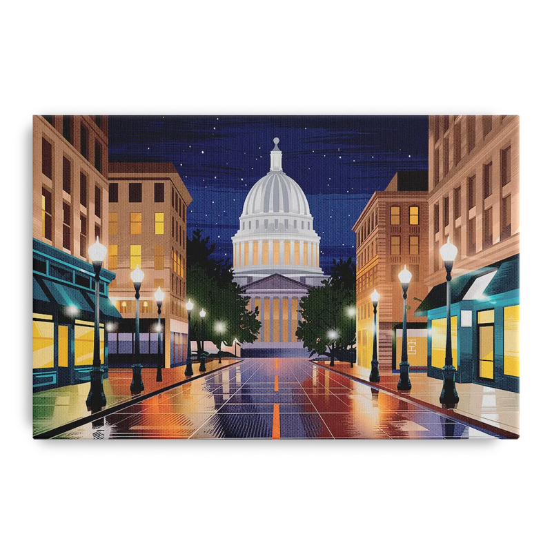 Madison Capitol Square Nights Front - Canvas Wall Art