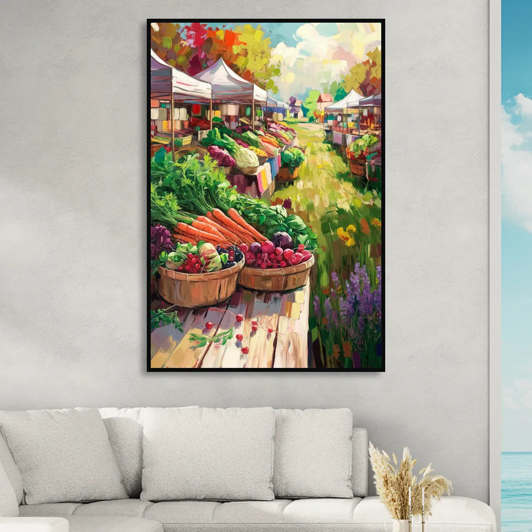 Madison Farmers Market Delight Living Room - Black Canvas Wall Art