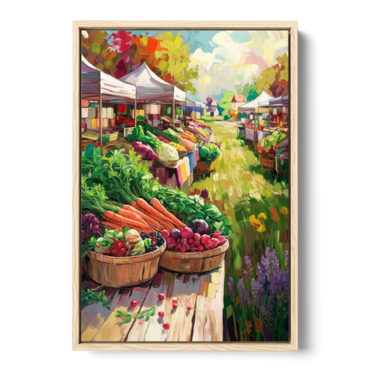 Madison Farmers Market Delight - Oak Framed Canvas Wall Art - Front