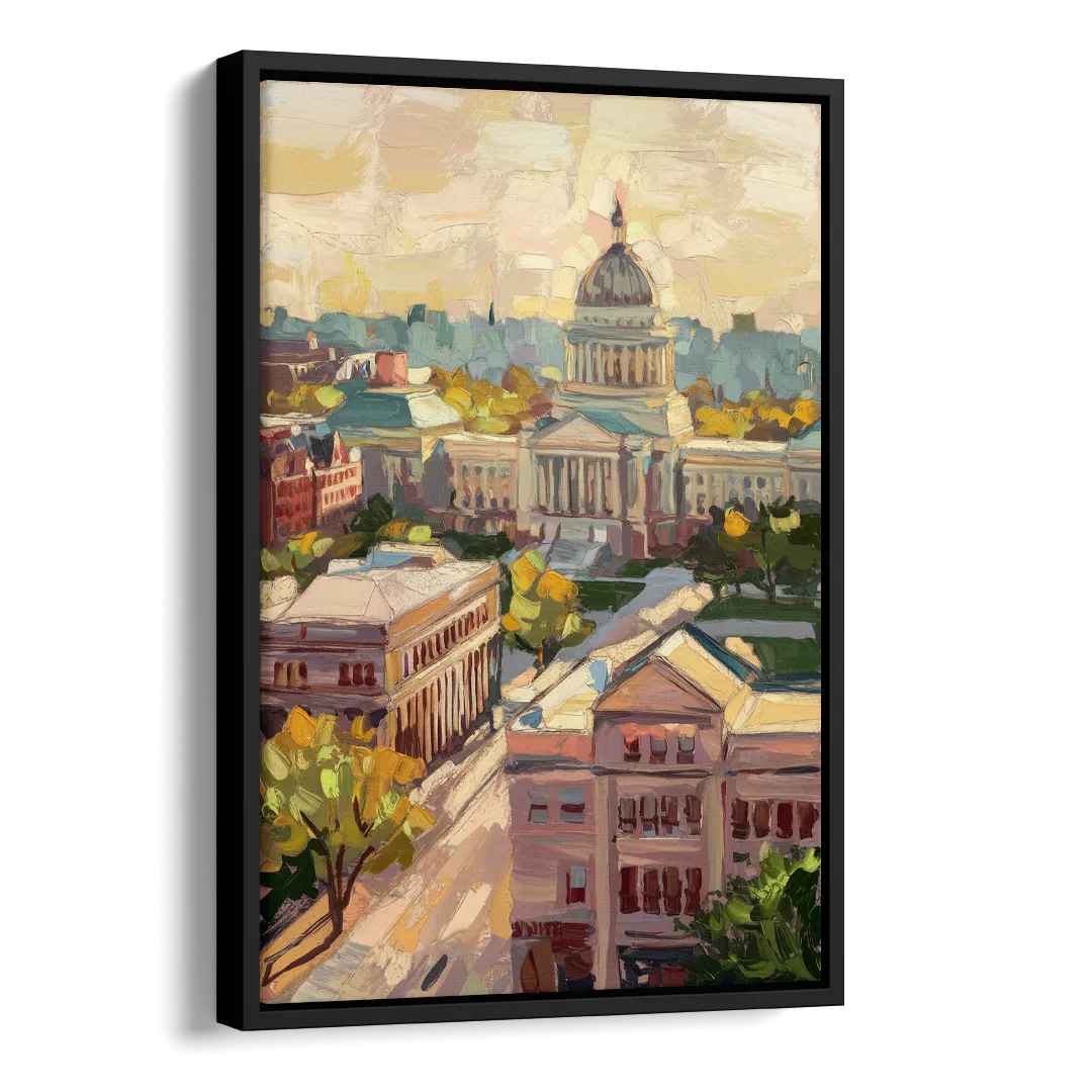 Madison Historic Architecture Side - Black Canvas Wall Art