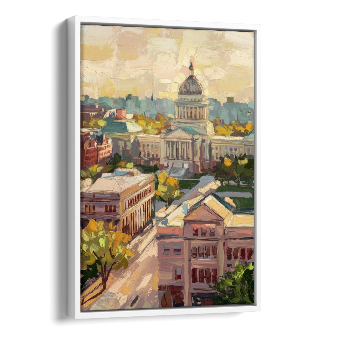 Madison Historic Architecture Side - White Canvas Wall Art