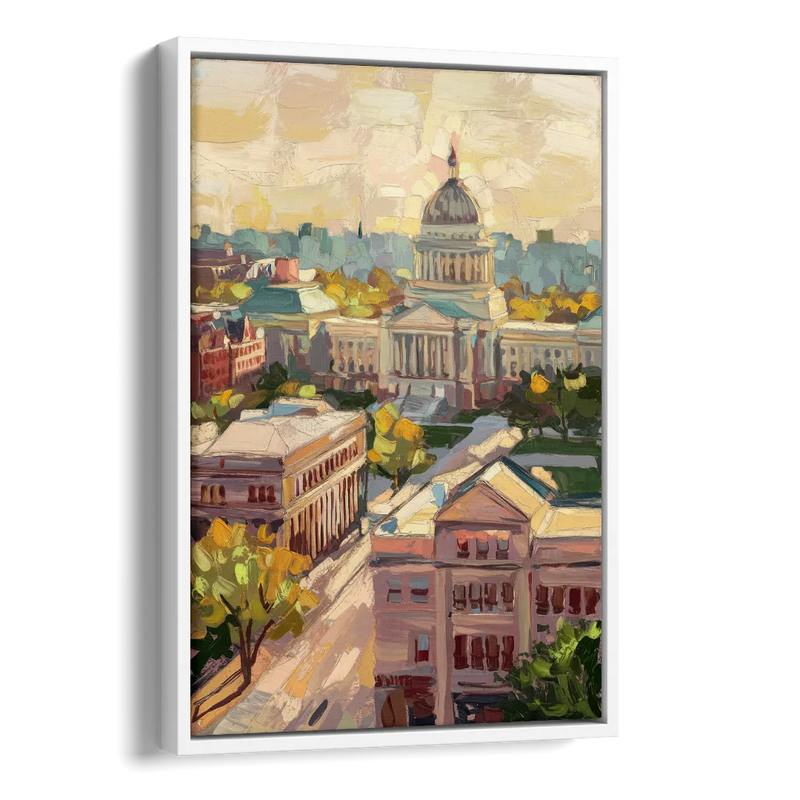 Madison Historic Architecture Side - White Canvas Wall Art