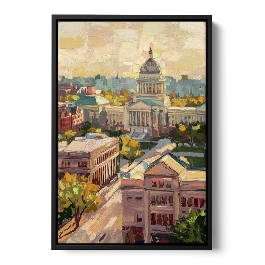 Madison Historic Architecture Front - Black Canvas Wall Art