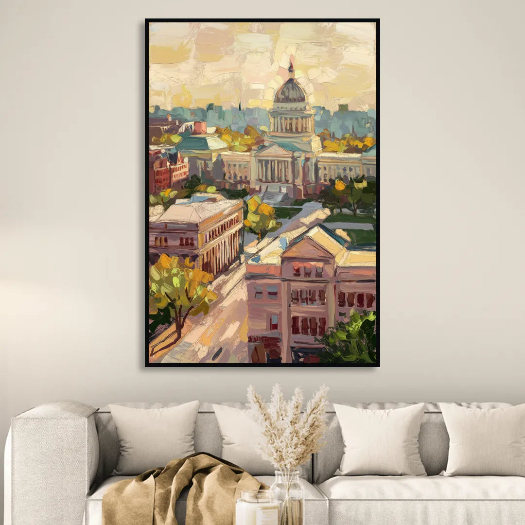 Madison Historic Architecture Living Room - Black Canvas Wall Art