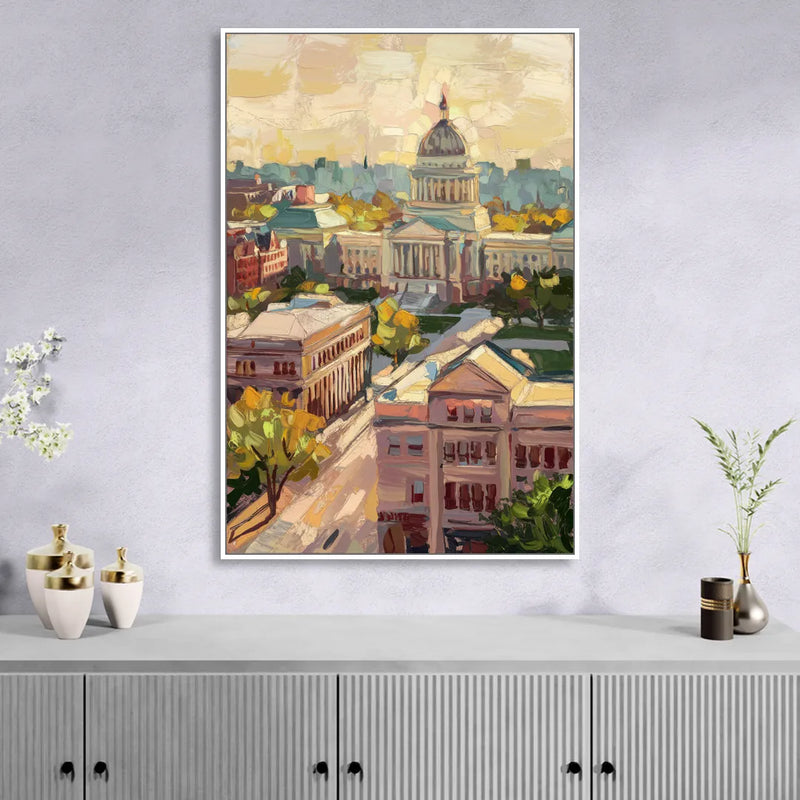 Madison Historic Architecture Living Room - White Canvas Wall Art