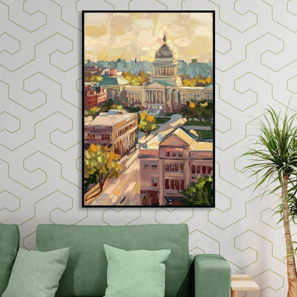 Madison Historic Architecture Sitting Room - Black Canvas Wall Art