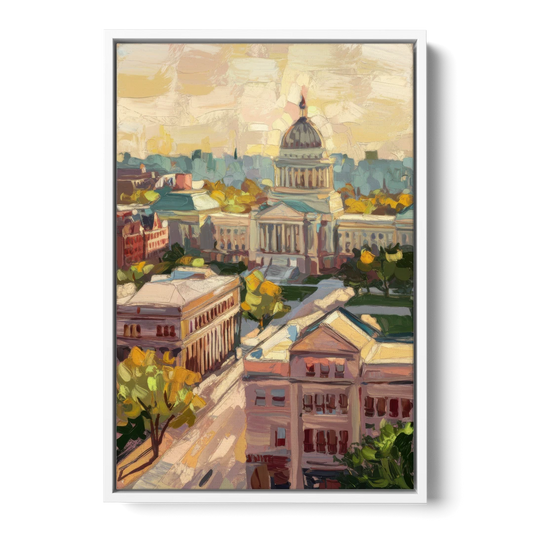 Madison Historic Architecture - White Framed Canvas Wall Art - Front