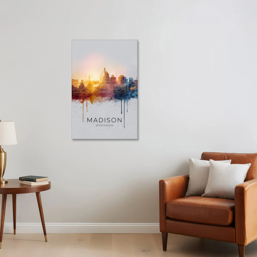 Madison Iconic Landmarks - Canvas Wall Art - Sofa - 24x36