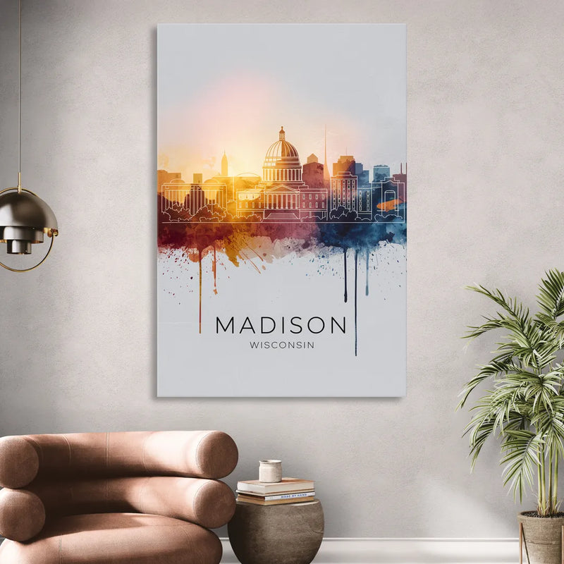 Madison Iconic Landmarks Living Room - Canvas Wall Art