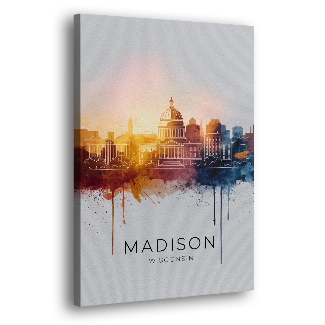 Madison Iconic Landmarks Side - Canvas Wall Art