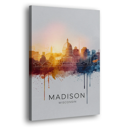 Madison Iconic Landmarks Side - Canvas Wall Art
