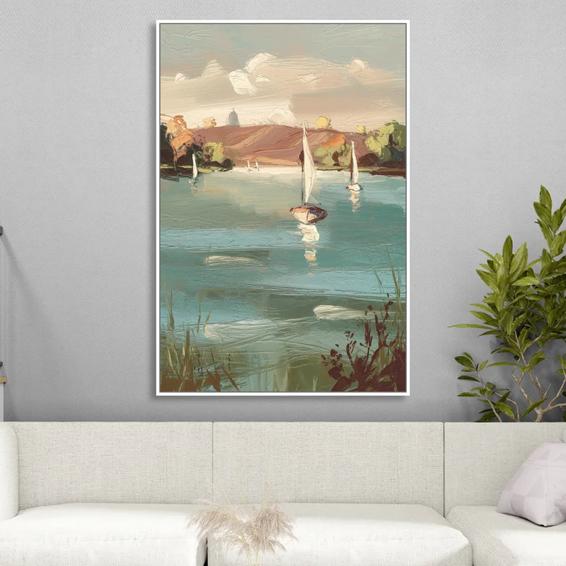 Madison Lake Mendota Serenity Living Room - White Canvas Wall Art