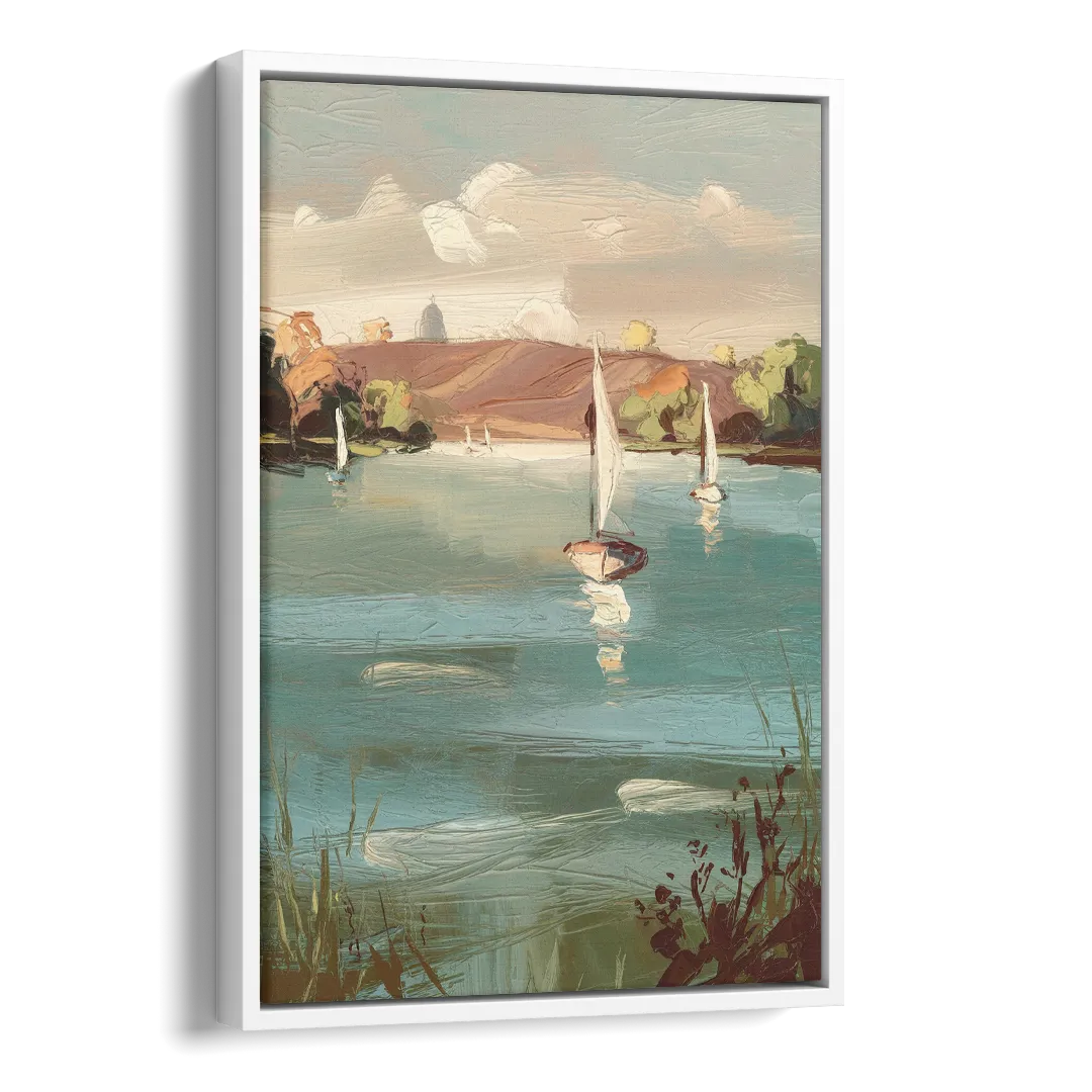 Madison Lake Mendota Serenity Side - White Canvas Wall Art