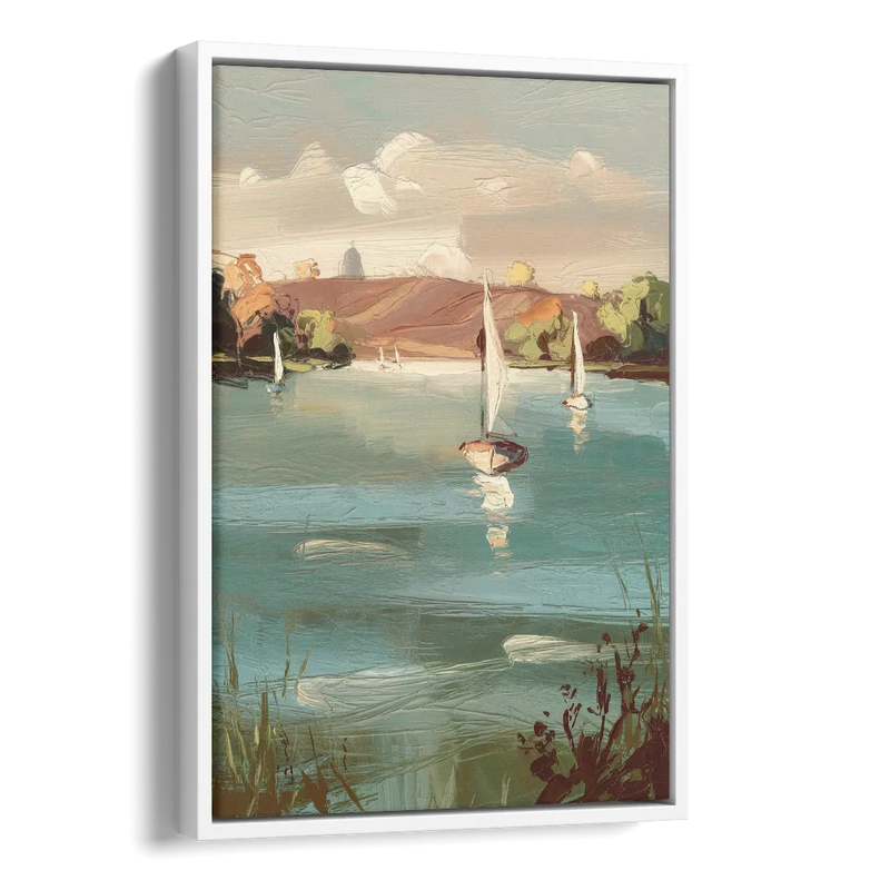 Madison Lake Mendota Serenity Side - White Canvas Wall Art