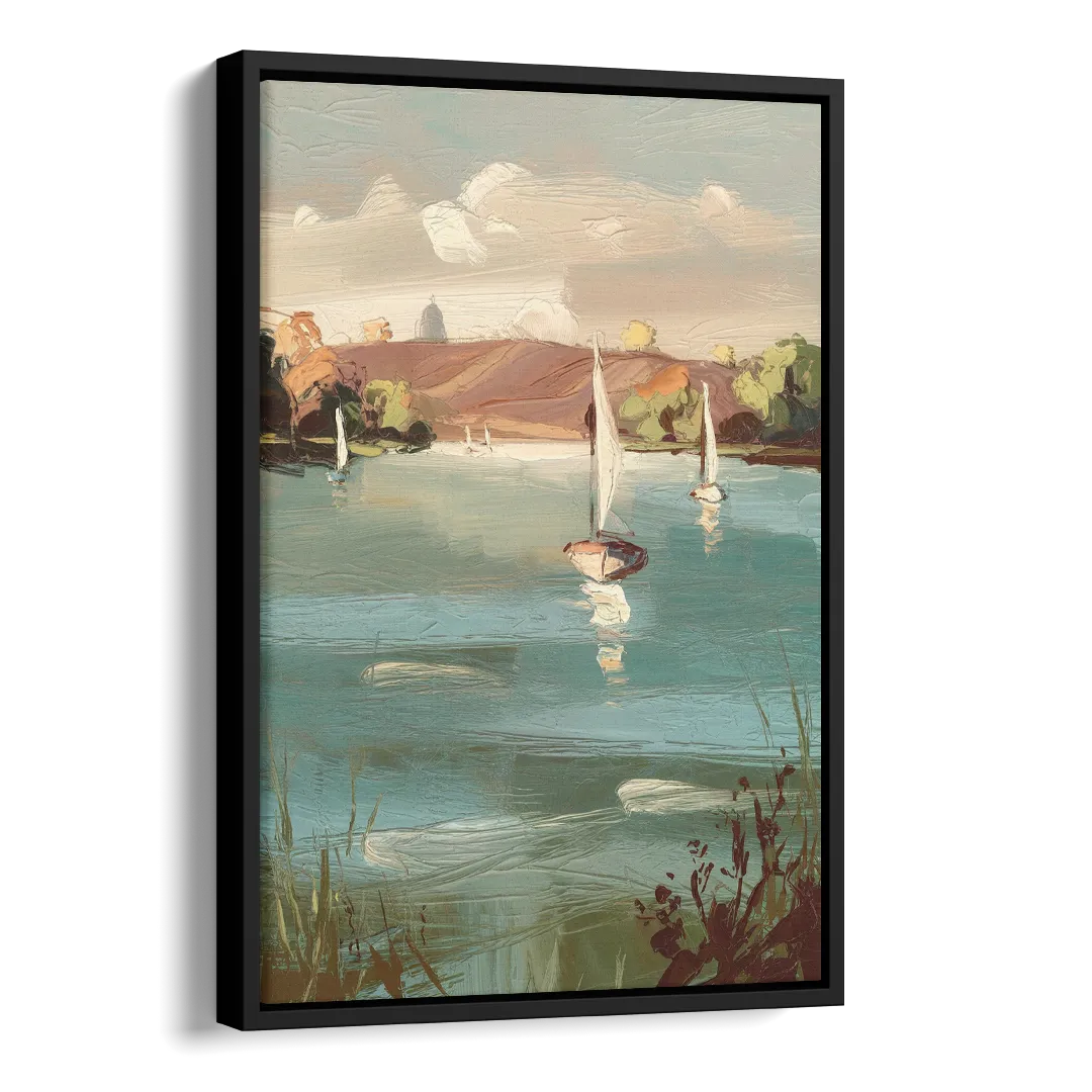 Madison Lake Mendota Serenity Side - Black Canvas Wall Art