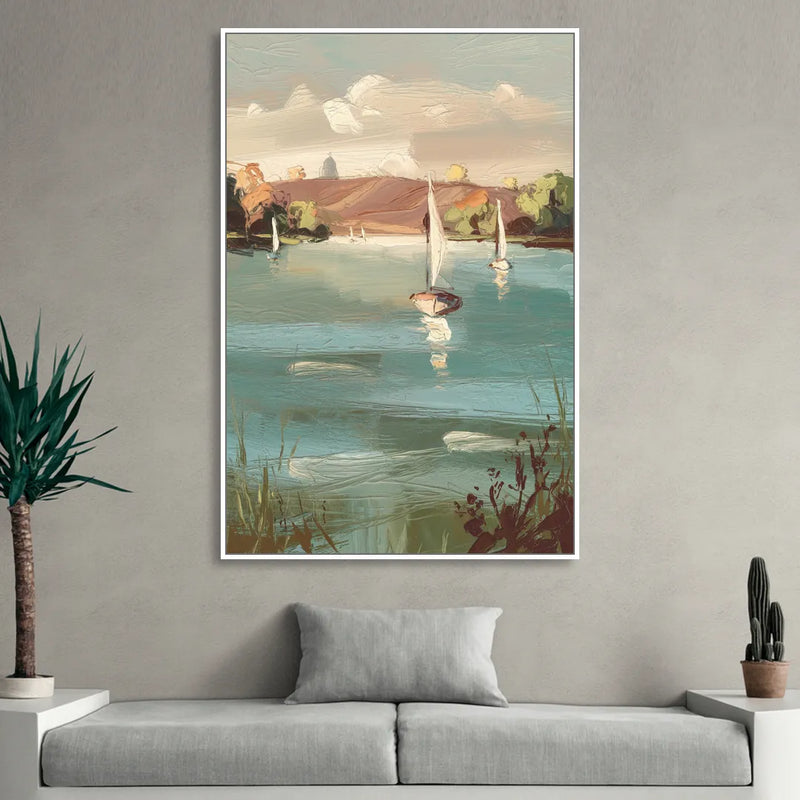 Madison Lake Mendota Serenity Sitting Room - White Canvas Wall Art