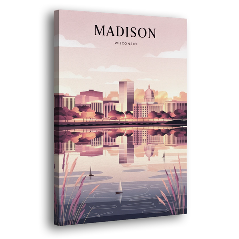 Madison Lake Monona Reflections - Canvas Wall Art - Side