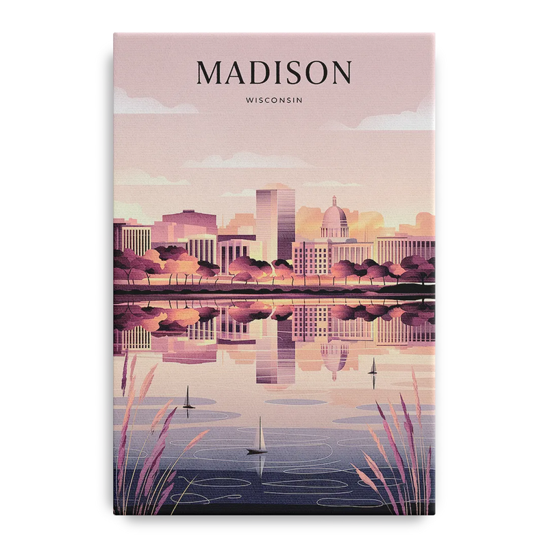 Madison Lake Monona Reflections Front - Canvas Wall Art