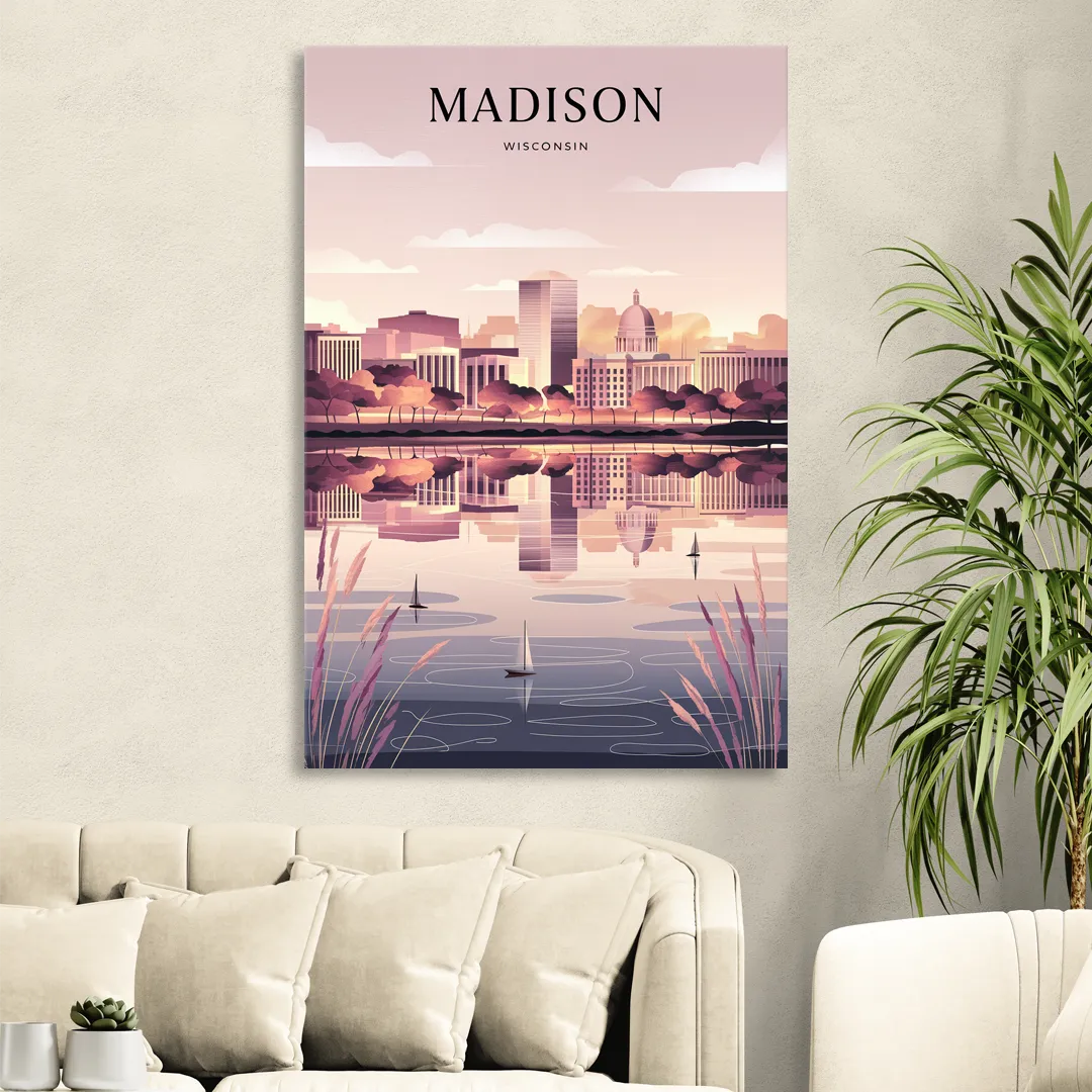 Madison Lake Monona Reflections Sitting Room - Canvas Wall Art