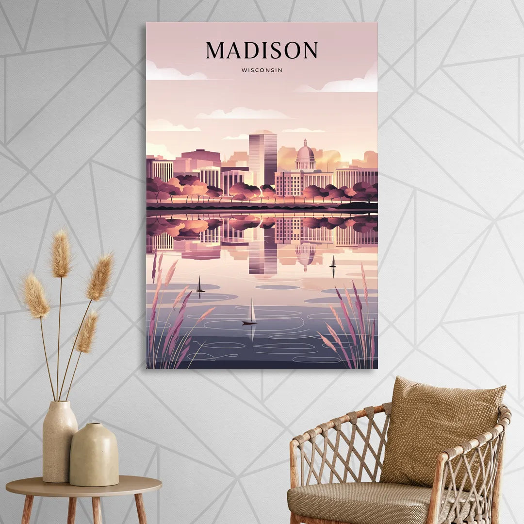 Madison Lake Monona Reflections Living Room - Canvas Wall Art