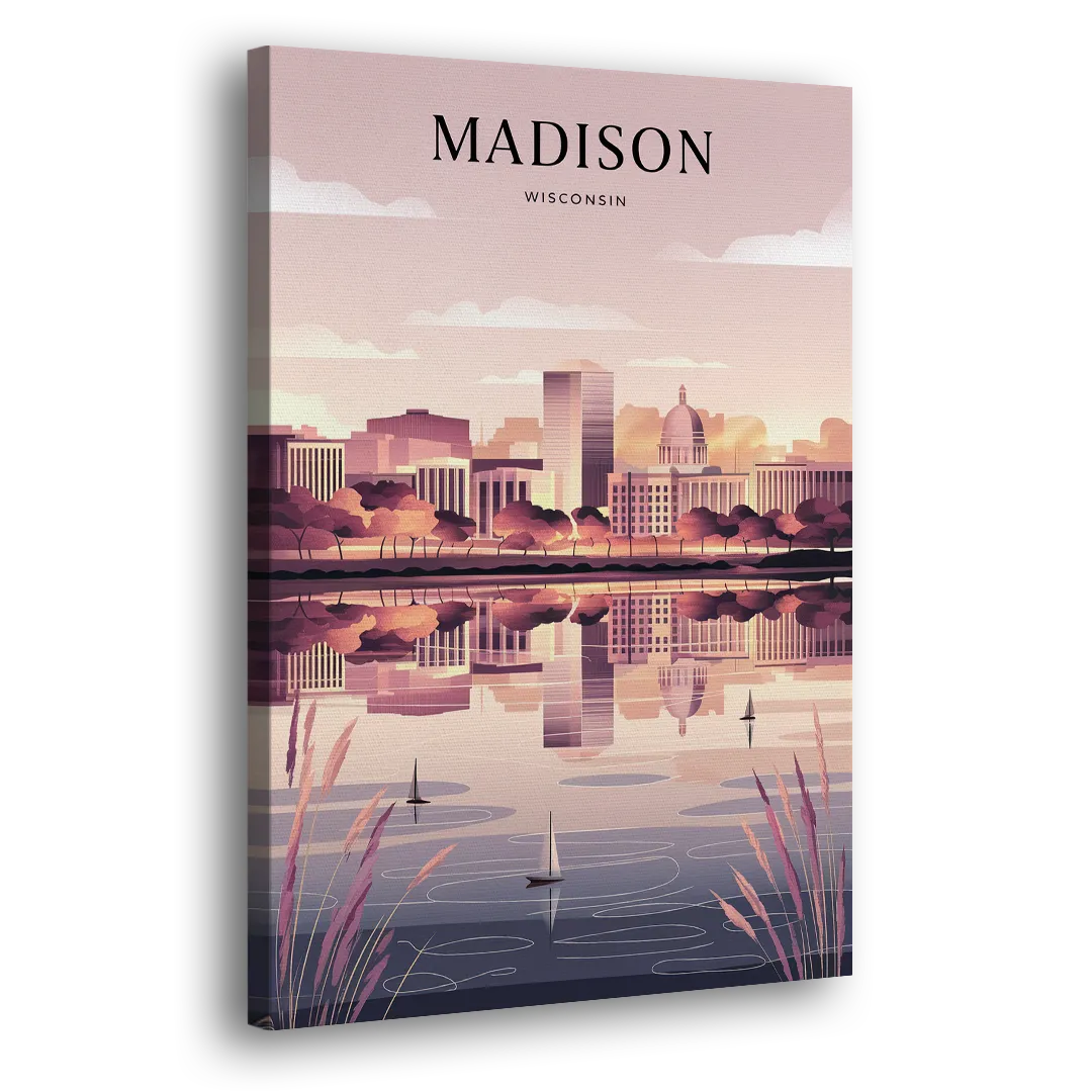 Madison Lake Monona Reflections Side - Canvas Wall Art