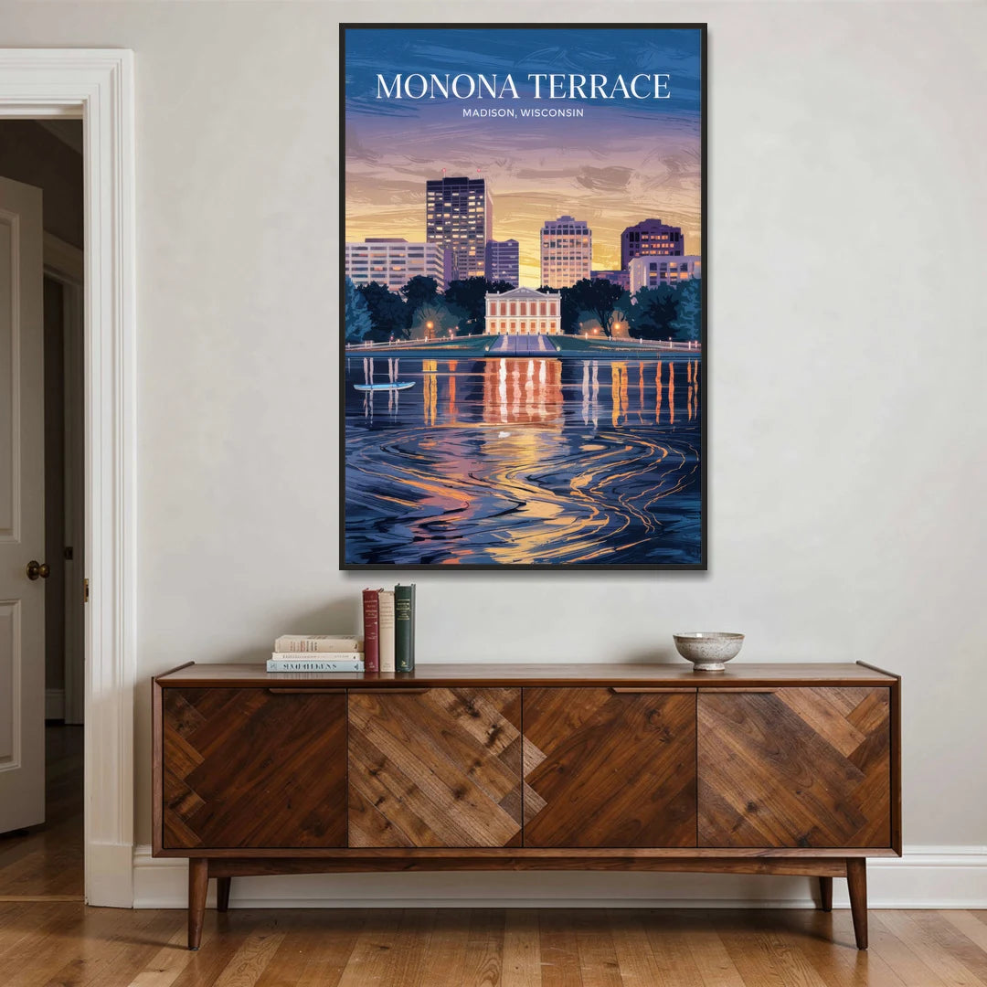 Madison Monona Terrace View - Black Framed Canvas Wall Art - Coffee Table - 40x60