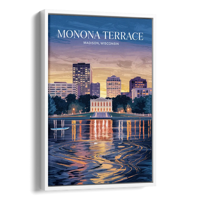 Madison Monona Terrace View Side - White Canvas Wall Art