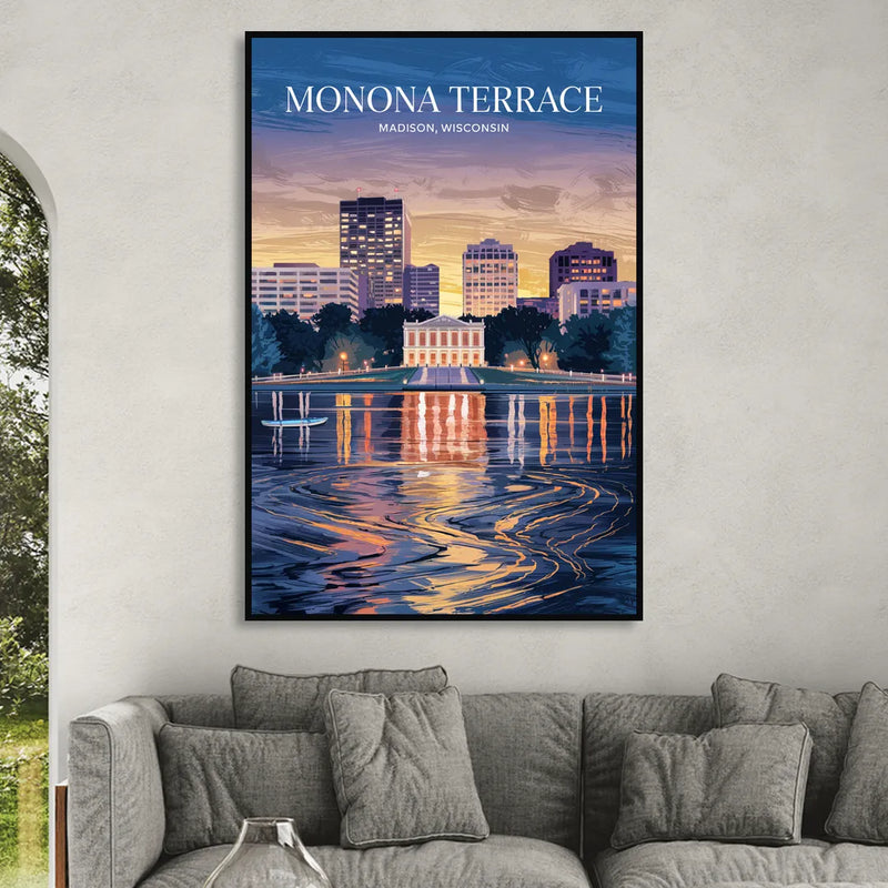 Madison Monona Terrace View Living Room - Black Canvas Wall Art