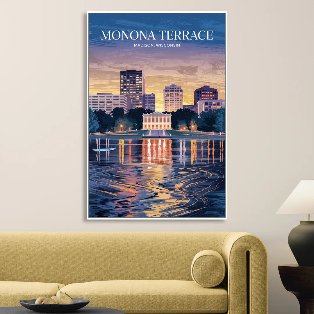 Madison Monona Terrace View Living Room - White Canvas Wall Art