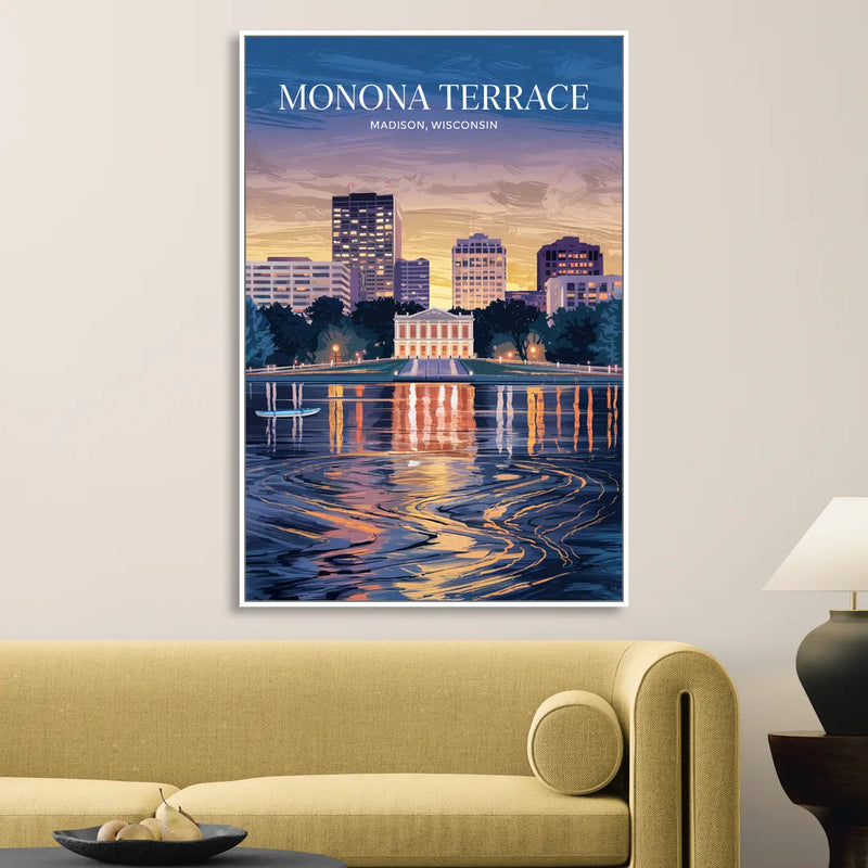 Madison Monona Terrace View Living Room - White Canvas Wall Art