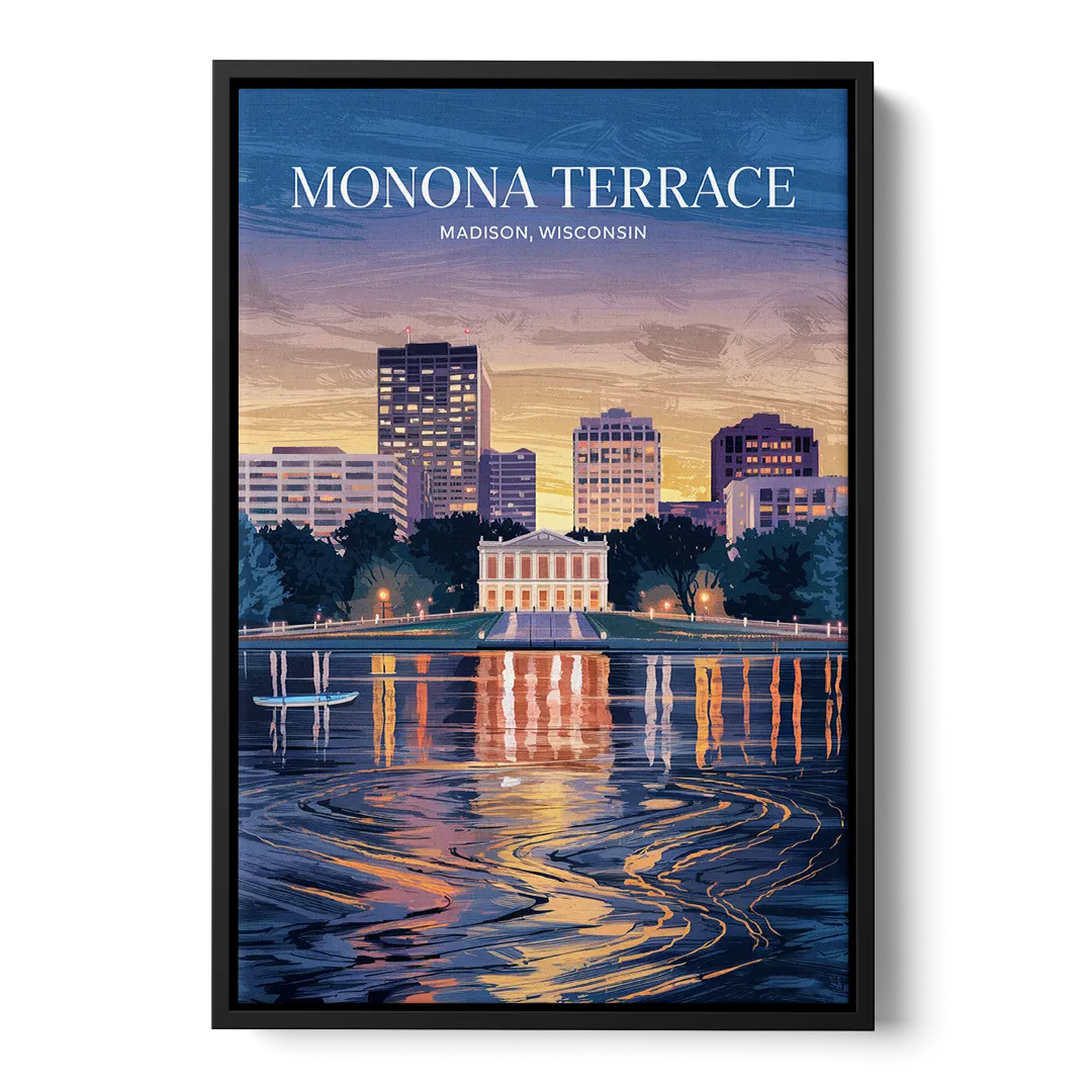 Madison Monona Terrace View Front - Black Canvas Wall Art