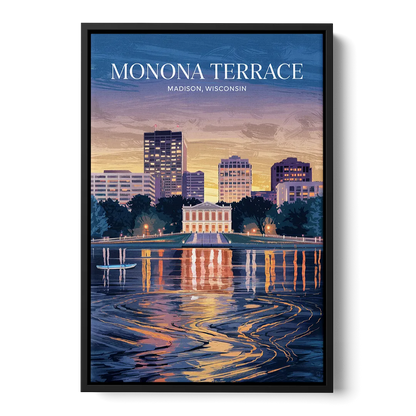 Madison Monona Terrace View Front - Black Canvas Wall Art