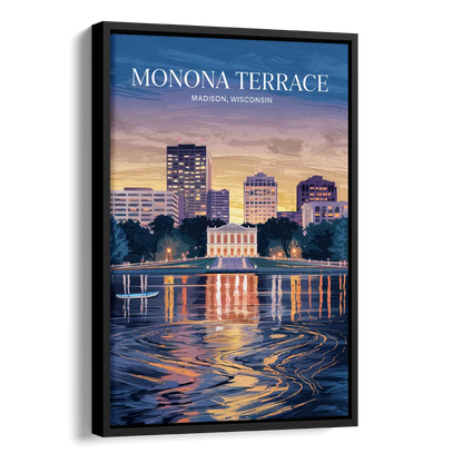 Madison Monona Terrace View Side - Black Canvas Wall Art