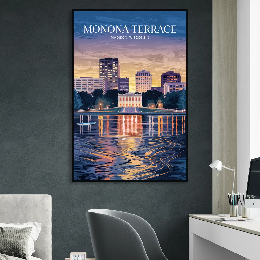 Madison Monona Terrace View Sitting Room - Black Canvas Wall Art