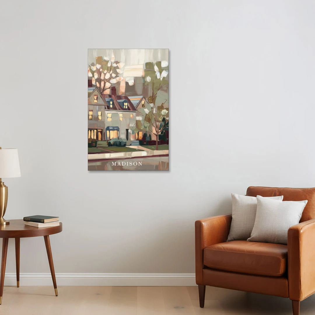 Madison Neighborhood Charm - Canvas Wall Art - Sofa - 24x36