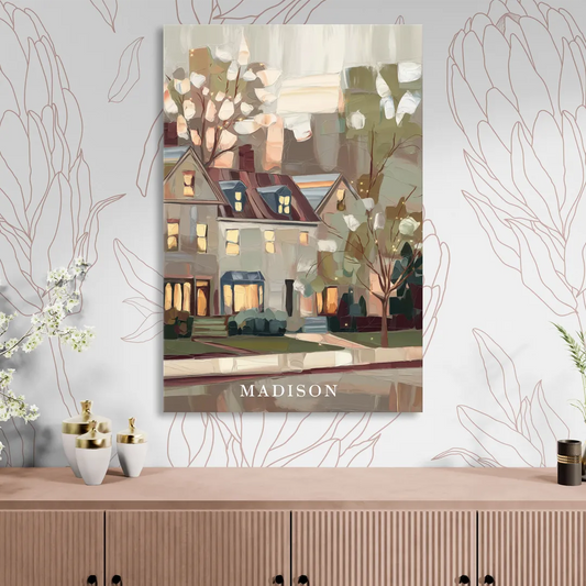 Madison Neighborhood Charm Living Room - Canvas Wall Art